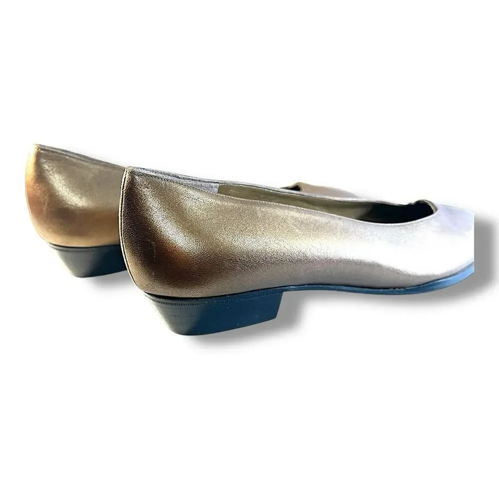 Bruno MAGLI Italian Bronze Leather Flats slight pointed Toe SZ 9AA or 9 AAAA?